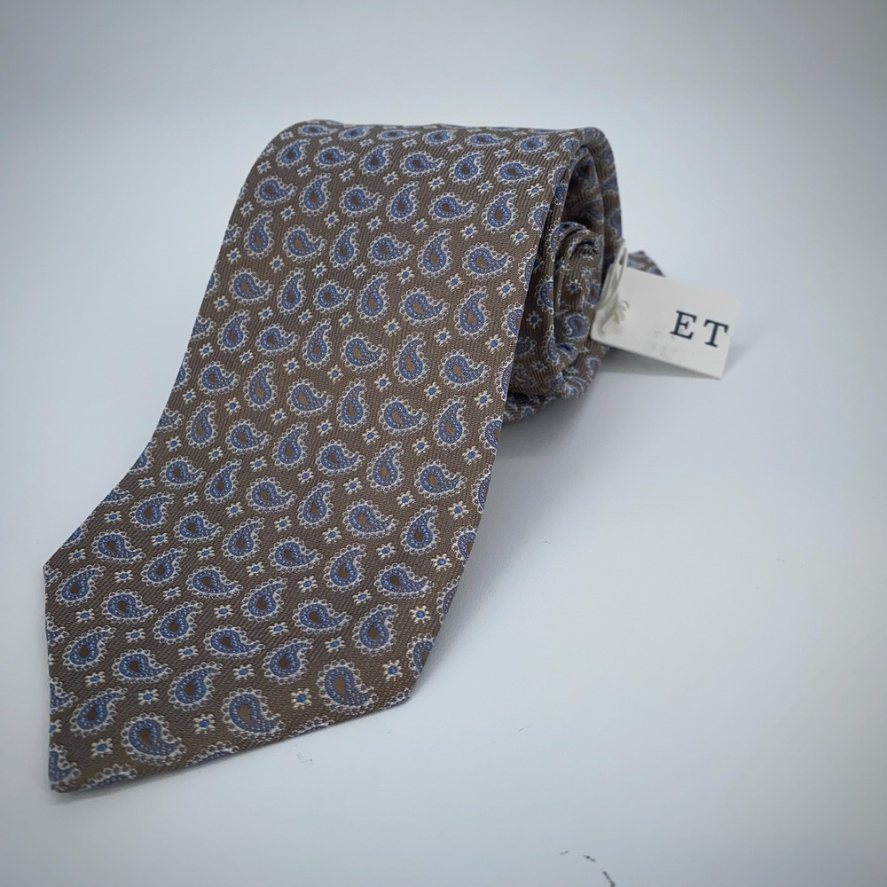 Eton Tie Men One Size Colorful Paisley Silk Classic Fit Necktie England Made